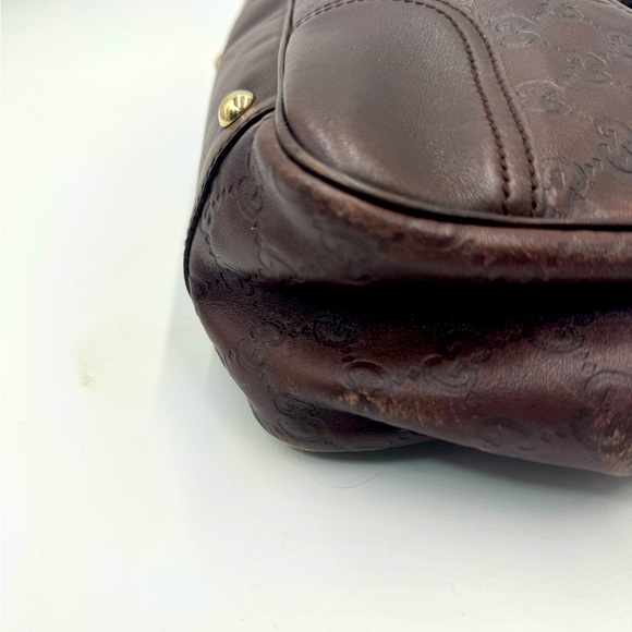 Auth Gucci GG Monogram Brown Embossed Guccissima Leather Princy Tote Bag - Picture 8 of 16